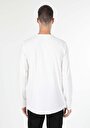 thumb-Regular Fit Yuvarlak Yaka Düz Erkek Beyaz Uzun Kol Örme Tişört