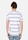 thumb-Regular Fit Yuvarlak Yaka Pamuklu Çizgili Cepsiz Erkek Gri Kısa Kol Tişört