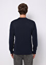 thumb-Regular Fit Yuvarlak Yaka Jakarlı Erkek Lacivert Kazak