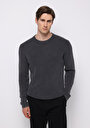 thumb-Regular Fit Yuvarlak Yaka Jakarlı Erkek Antrasit Kazak