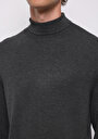 thumb-Regular Fit Turtle Neck Jakarlı Erkek Antrasit Kazak