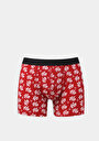 thumb-Modern Fit Baskılı Erkek Bordo Boxer