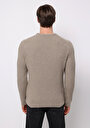 thumb-Regular Fit Yuvarlak Yaka Jakarlı Erkek Bej Kazak