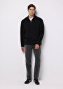 thumb-Comfort Fit Polo Yaka Düz Erkek Siyah Uzun Kol Tişört