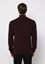 thumb-Regular Fit Dik Yaka Jakarlı Erkek Bordo Kazak