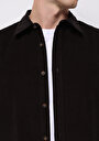 thumb-Regular Fit Shirt Neck Düz Erkek Kahverengi Uzun Kol Gömlek