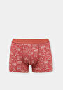 thumb-Modern Fit Baskılı Erkek Bordo Boxer