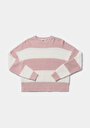 thumb-Regular Fit Yuvarlak Yaka Çizgili Kadın Pembe Kazak