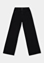 thumb-Regular Fit Yüksel Bel Geniş Paça Cepli Kadın Black Black Denim Jean Pantolon