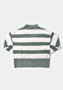 thumb-Regular Fit Yuvarlak Yaka Çizgili Kadın Yeşil Kazak