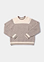 thumb-Regular Fit Yuvarlak Yaka Çizgili Kadın Bej Kazak