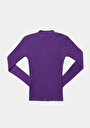thumb-Slim Fit Yarım Balıkçı Yaka Düz Kadın Mor Tişört