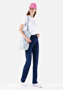 thumb-Regular Fit Orta Bel Slim Straight Leg Kadın İndigo Jean Pantolon
