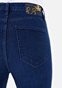 thumb-Regular Fit Orta Bel Slim Straight Leg Kadın İndigo Jean Pantolon