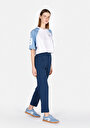 thumb-Regular Fit Yüksel Bel Düz Paça Kadın İndigo  Pantolon