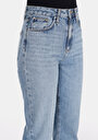 thumb-Straight Fit Yüksel Bel Düz Paça Kadın Light İndigo Denim Jean Pantolon