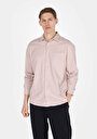thumb-Relax Fit Shirt Neck Düz Erkek Pembe Uzun Kol Gömlek