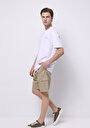 thumb-Regular Fit Orta Bel Düz Erkek Bej Şort