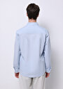 thumb-Regular Fit Shirt Neck Düz Erkek Mavi Uzun Kol Gömlek
