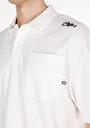 thumb-Oversize Fit Polo Yaka Düz Erkek Beyaz Kısa Kol Tişört