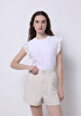 thumb-Regular Fit Yuvarlak Yaka Düz Kadın Beyaz Kısa Kol Tişört