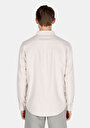 thumb-Relax Fit Shirt Neck Düz Erkek Bej Uzun Kol Gömlek