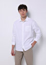 thumb-Relax Fit Shirt Neck Düz Erkek Beyaz Uzun Kol Gömlek