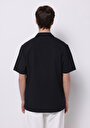 thumb-Regular Fit Shirt Neck Jakarlı Erkek Siyah Kısa Kol Gömlek