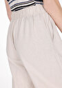 thumb-Regular Fit Yüksel Bel Geniş Paça Kadın Bej  Pantolon