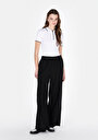 thumb-Regular Fit Yüksel Bel Geniş Paça Kadın Siyah  Pantolon