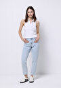 thumb-Mom Fit   Kadın Bleach İndigo Denim Jean Pantolon