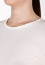 thumb-Slim Fit Yuvarlak Yaka Düz Kadın Ekru Kısa Kol Tişört