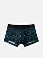 thumb-Modern Fit Baskılı Erkek Siyah Boxer
