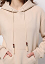 thumb-Regular Fit Kapüşonlu Düz Kadın Bej Sweatshirt