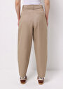 thumb-Regular Fit Yüksel Bel Düz Paça Kadın Bej  Pantolon