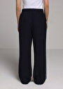 thumb-Regular Fit Yüksel Bel Geniş Paça Kadın Lacivert  Pantolon
