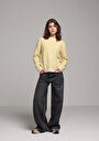 thumb-Regular Fit Yuvarlak Yaka Düz Kadın Sari Kazak