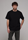 thumb-Comfort Fit Yuvarlak Yaka Düz Erkek Siyah Kısa Kol Tişört