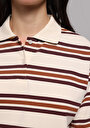 thumb-Regular Fit Polo Yaka Çizgili Kadın Çok Renkli Kısa Kol Tişört