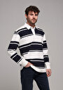 thumb-Comfort Fit Polo Yaka Çizgili Erkek Lacivert Uzun Kol Tişört