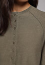 thumb-Regular Fit Düğmeli Yaka Düz Kadın Yeşil Kazak