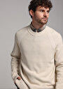 thumb-Regular Fit Yuvarlak Yaka Jakarlı Erkek Ekru Kazak
