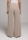 thumb-Regular Fit Orta Bel Düz Kadın Bej Eşofman Altı
