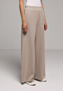 thumb-Regular Fit Orta Bel Düz Kadın Bej Eşofman Altı