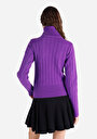 thumb-Slim Fit Turtle Neck Düz Kadın Mor Kazak