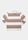 thumb-Comfort Fit Polo Yaka Çizgili Erkek Bej Uzun Kol Tişört