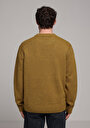 thumb-Comfort Fit Yuvarlak Yaka Jakarlı Erkek Sari Kazak