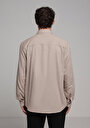 thumb-Regular Fit Shirt Neck Düz Erkek Bej Uzun Kol Gömlek