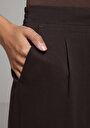 thumb-Regular Fit Yüksel Bel Düz Paça Kadın Kahverengi  Pantolon