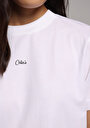 thumb-Boxy Fit Yuvarlak Yaka Baskılı Kadın Beyaz Kısa Kol Tişört